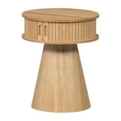 Woood Karri Nachtkastje - Rond - Hout Naturel