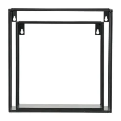 WOOOD Wandplank Kubus Meert - Metaal Zwart - Set van 2